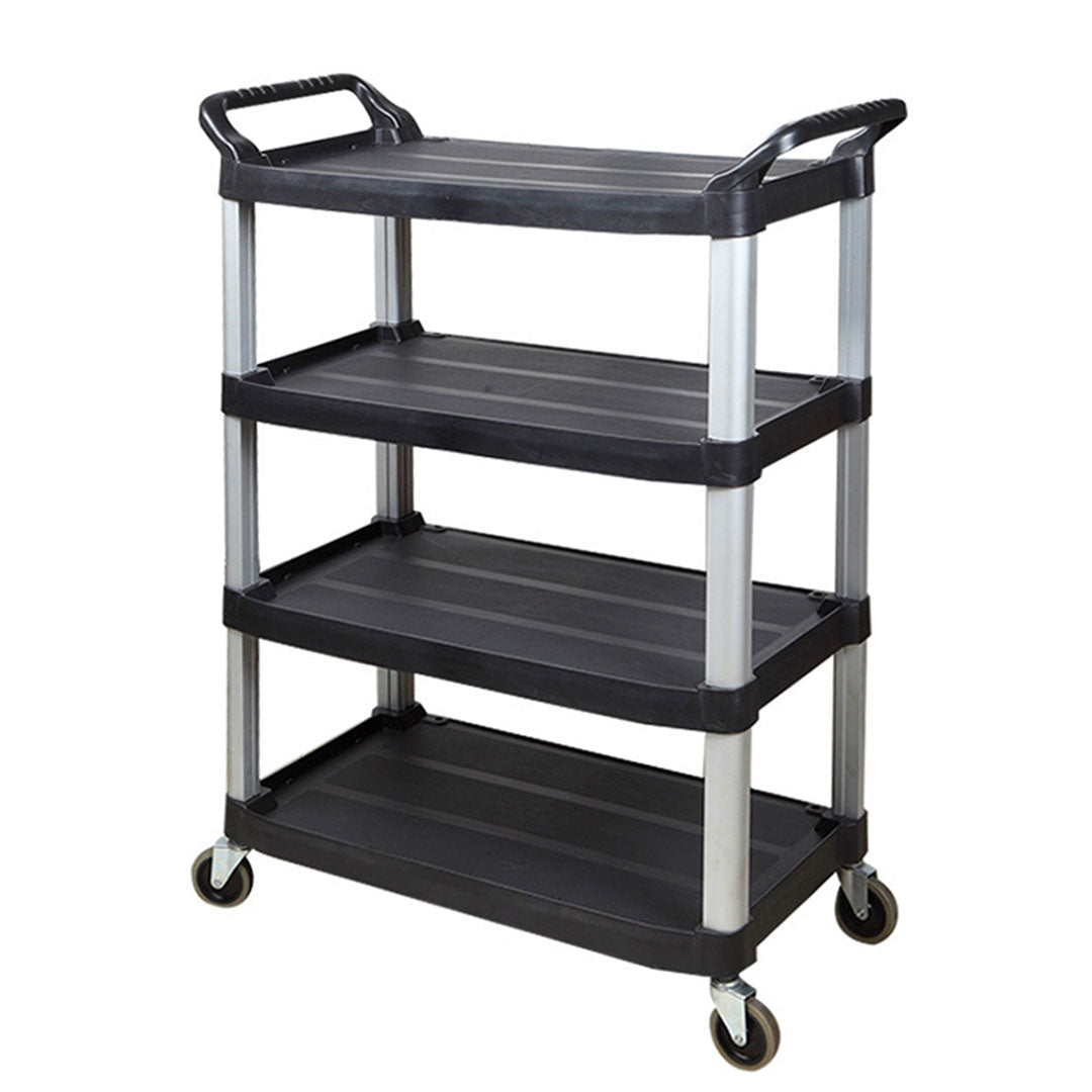 SOGA 4 - Tier Portable Kitchen Food Trolley Cart with Wheels 950x500x1270mm Black - UrbanNest Co