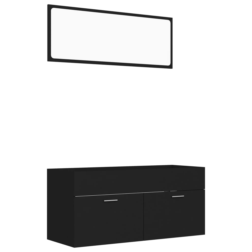NNEVL 2 Piece Bathroom Furniture Set Black Chipboard - UrbanNest Co
