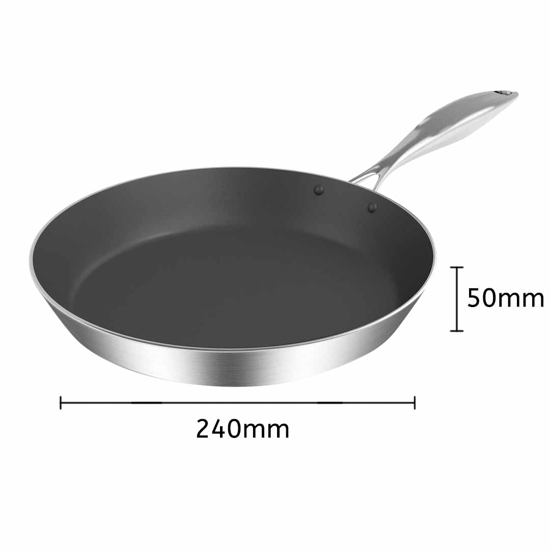 SOGA Stainless Steel Fry Pan 24cm Frying Pan Induction FryPan Non Stick Interior - UrbanNest Co
