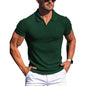 Men's POLO shirt, lapel, men's T-shirt, V - neck, short - sleeved, vertical striped POLO shirt - UrbanNest Co