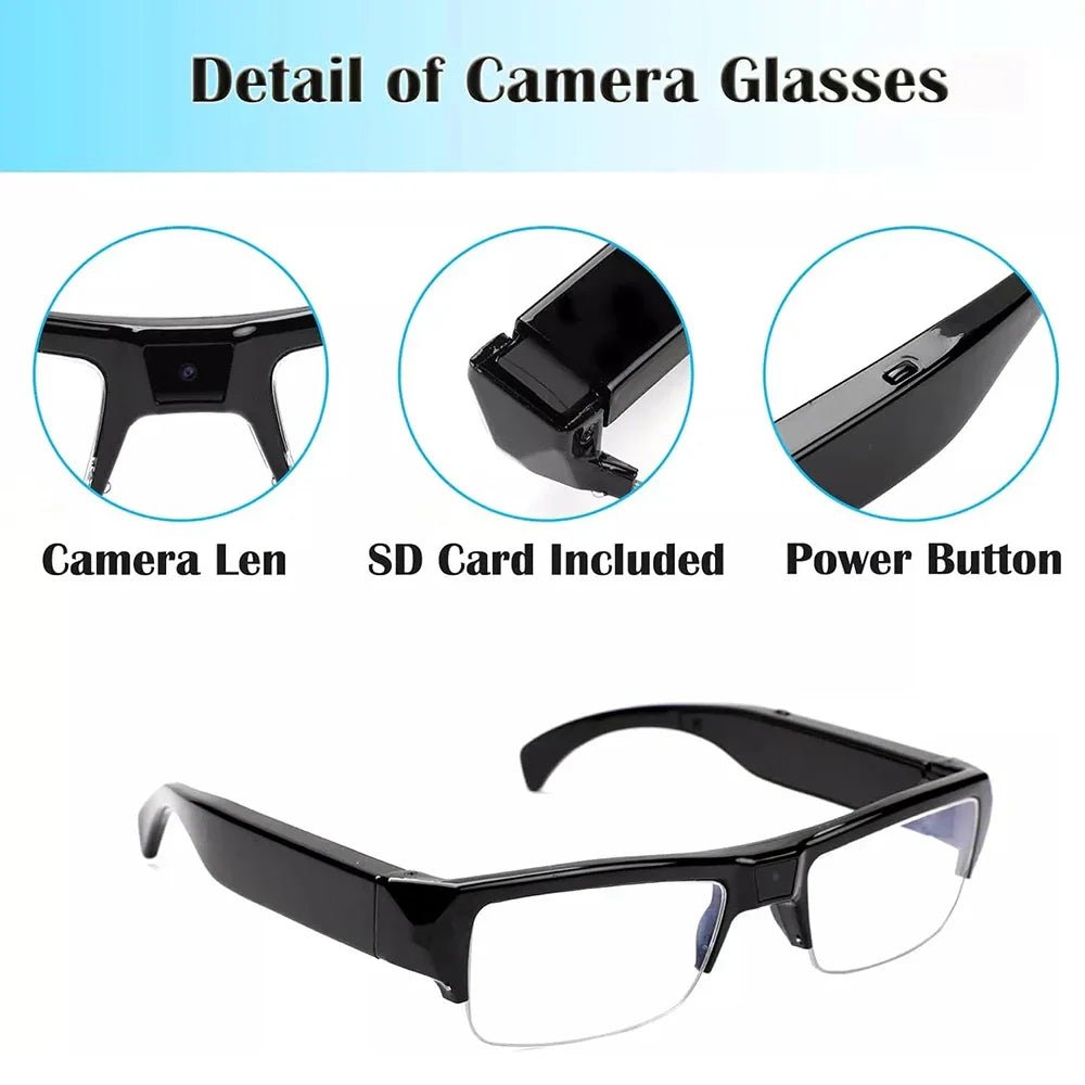 1080P HD Mini Camera Glasses Wearable DVR Video Recorder Black - UrbanNest Co