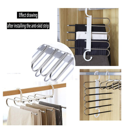 NNEDSZ 2 Pack Adjustable Multi - Layer 5 in 1 Pants Hanger for Wardrobe and Home Storage (White) - UrbanNest Co