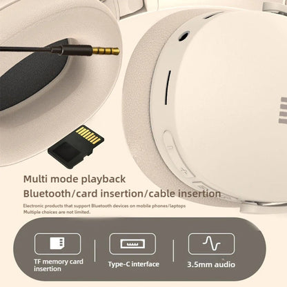 NNEOBA Wireless Bluetooth Over - Ear Headphone Beige - UrbanNest Co