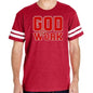 Mens Vintage Sport T-shirt God @ Work Red and White Print - UrbanNest Co