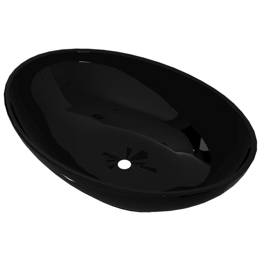 NNEVL Luxury Ceramic Basin Oval - shaped Sink Black 40 x 33 cm - UrbanNest Co