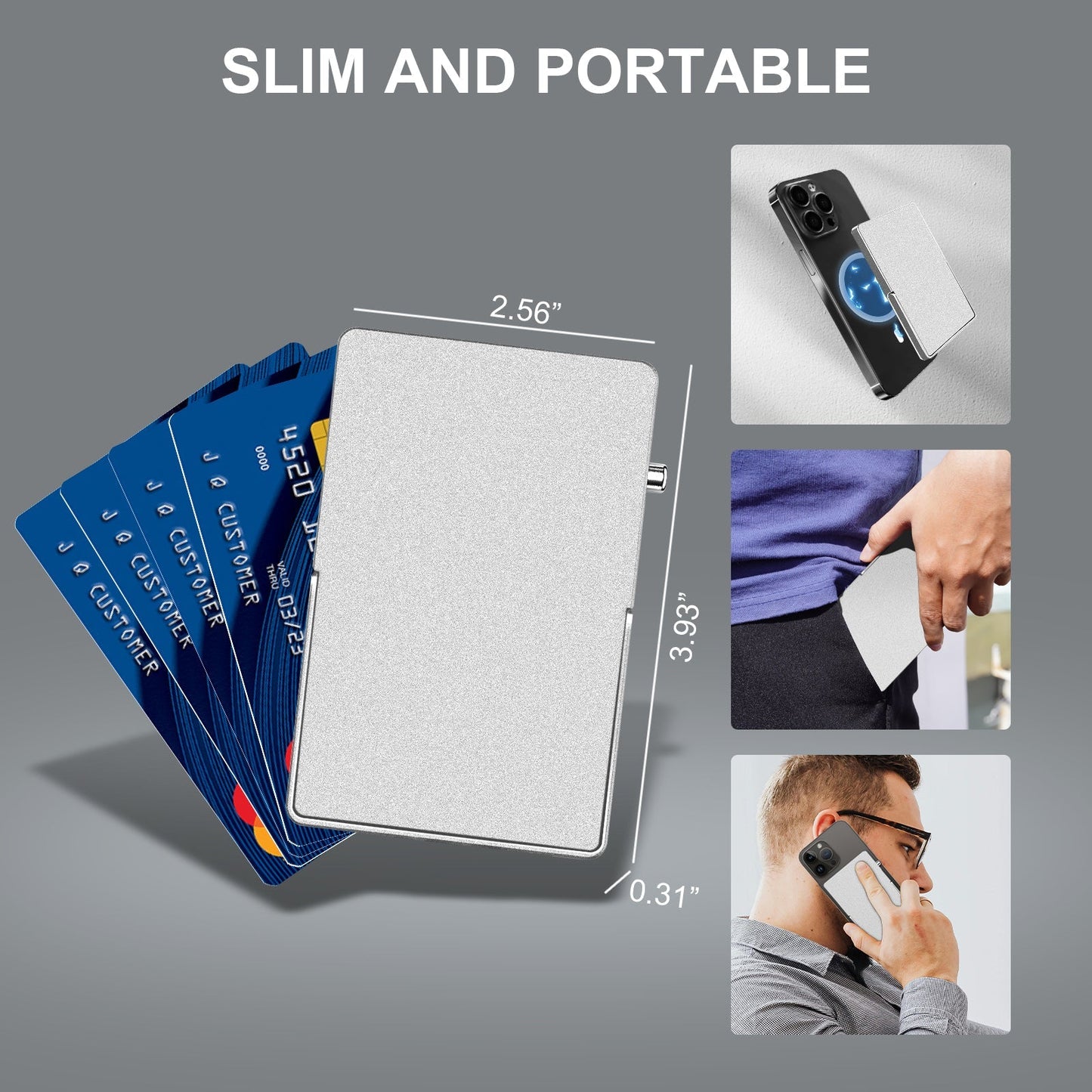 RFID Blocking Wallet Minimalist Slim Card Holder for Magsafe with Adjustable Stand, Metal Pop Up Magnetic Wallet for Men TOYFID - UrbanNest Co