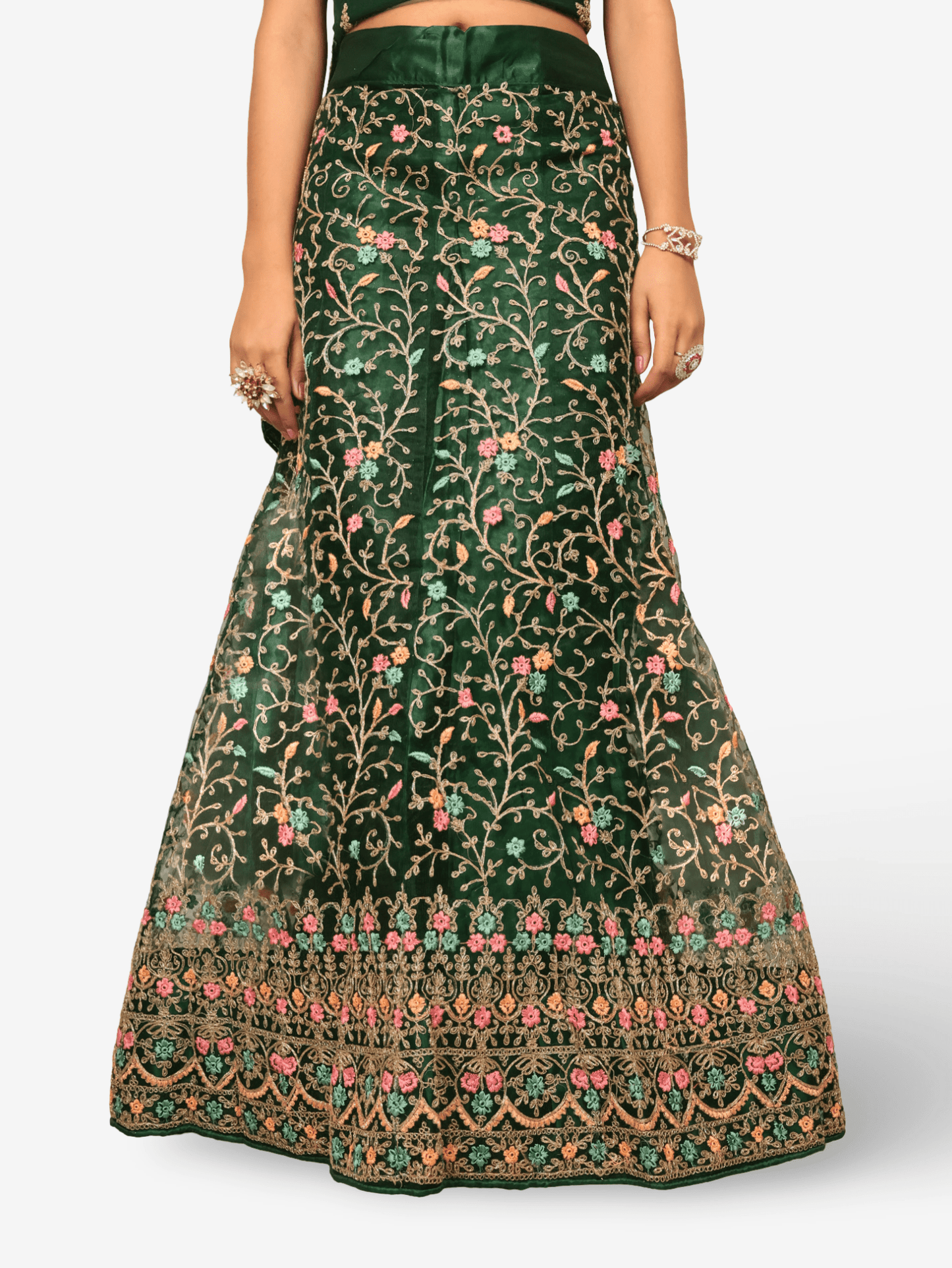 Semi - Stitched Lehenga with Embroidery & Zari Thread Work by Shreekama - UrbanNest Co
