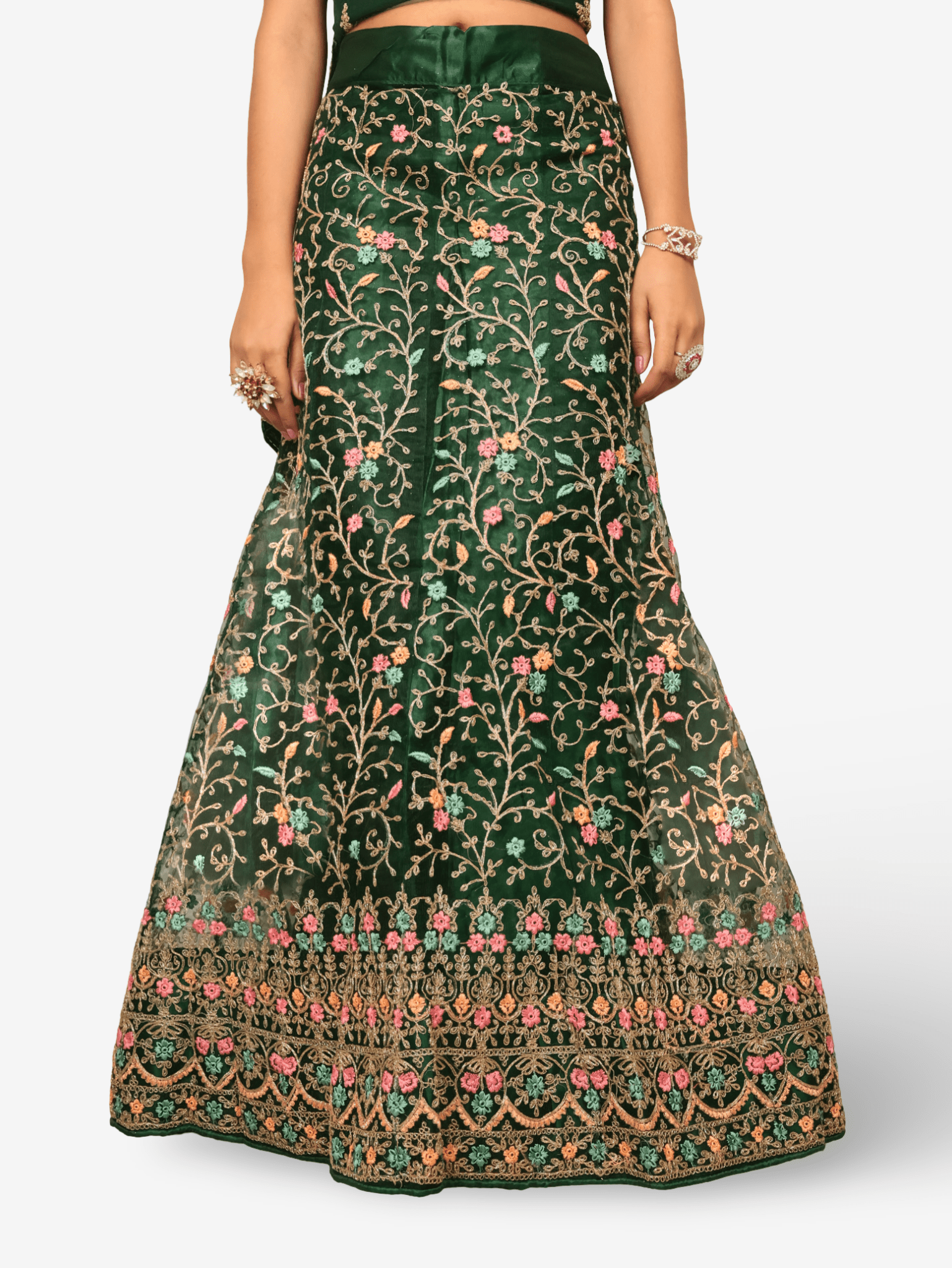 Semi - Stitched Lehenga with Embroidery & Zari Thread Work by Shreekama - UrbanNest Co