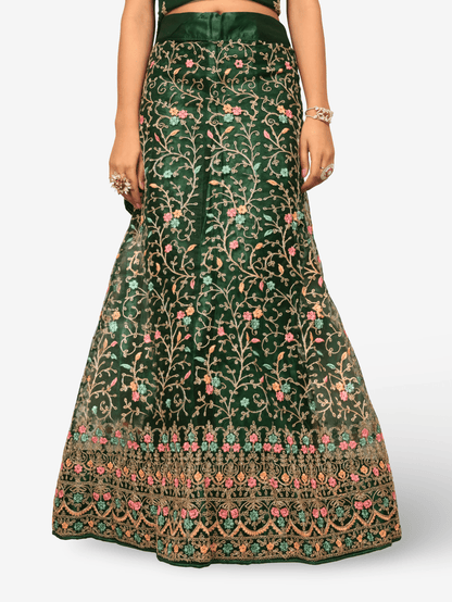 Semi - Stitched Lehenga with Embroidery & Zari Thread Work by Shreekama - UrbanNest Co