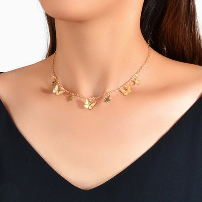 Trendy Gold Chain Star Butterfly Charm Collar Necklace Women Party Decoration - UrbanNest Co