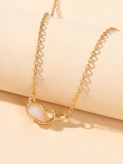 Exquisite Women Accessories Gold Chain Opal Dolphin Charm Necklace Gift Jewelry - UrbanNest Co