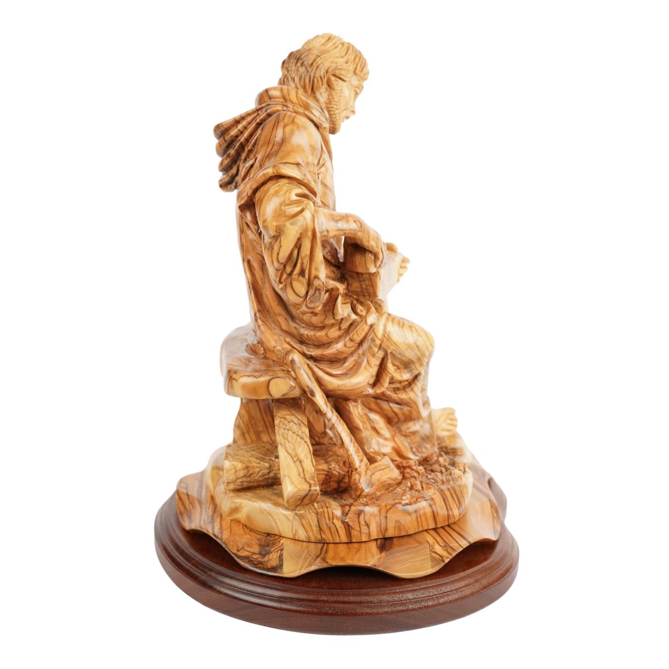 Handgeschnitzte Skulptur „Josef als Zimmermann“ – Olivenholzfigur aus Bethlehem (29 cm) - UrbanNest Co