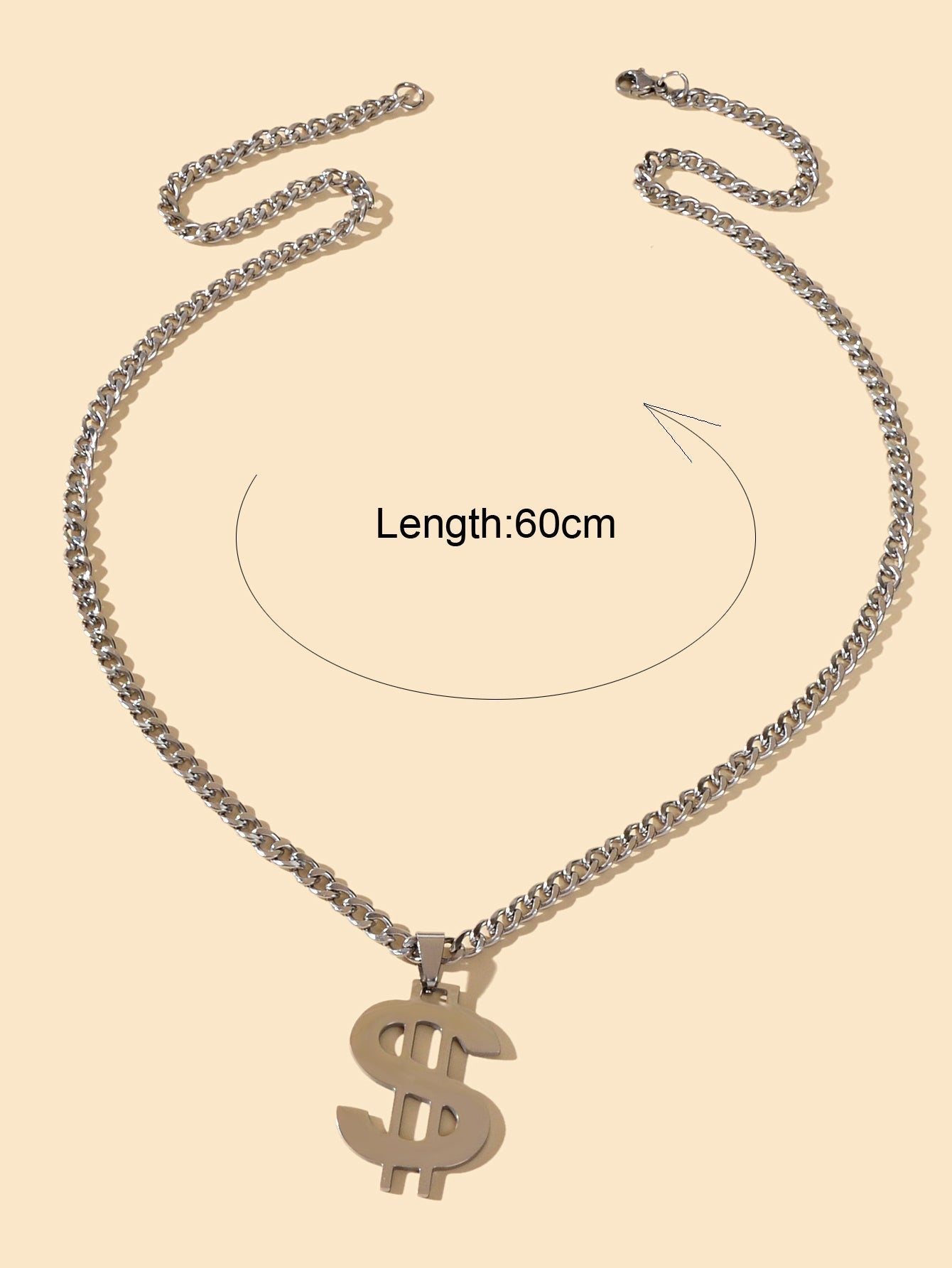 Dollar Sign Hip Hop Money Pendant Silver Rock Punk Necklace Bar Party Jewellery - UrbanNest Co