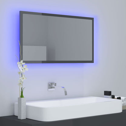 NNEVL LED Bathroom Mirror High Gloss Grey 80x8.5x37 cm Chipboard - UrbanNest Co