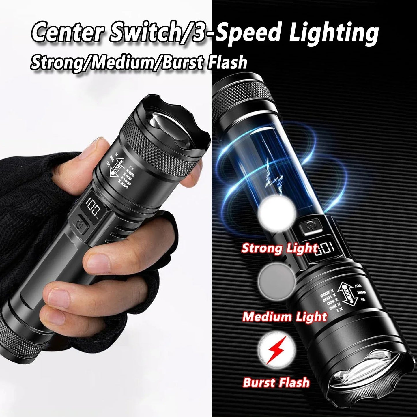Ultra Bright P50 LED Flashlight Tactical EDC Zoomable Handheld Torch Emergency Spotlight 14500 18650 Battery - UrbanNest Co