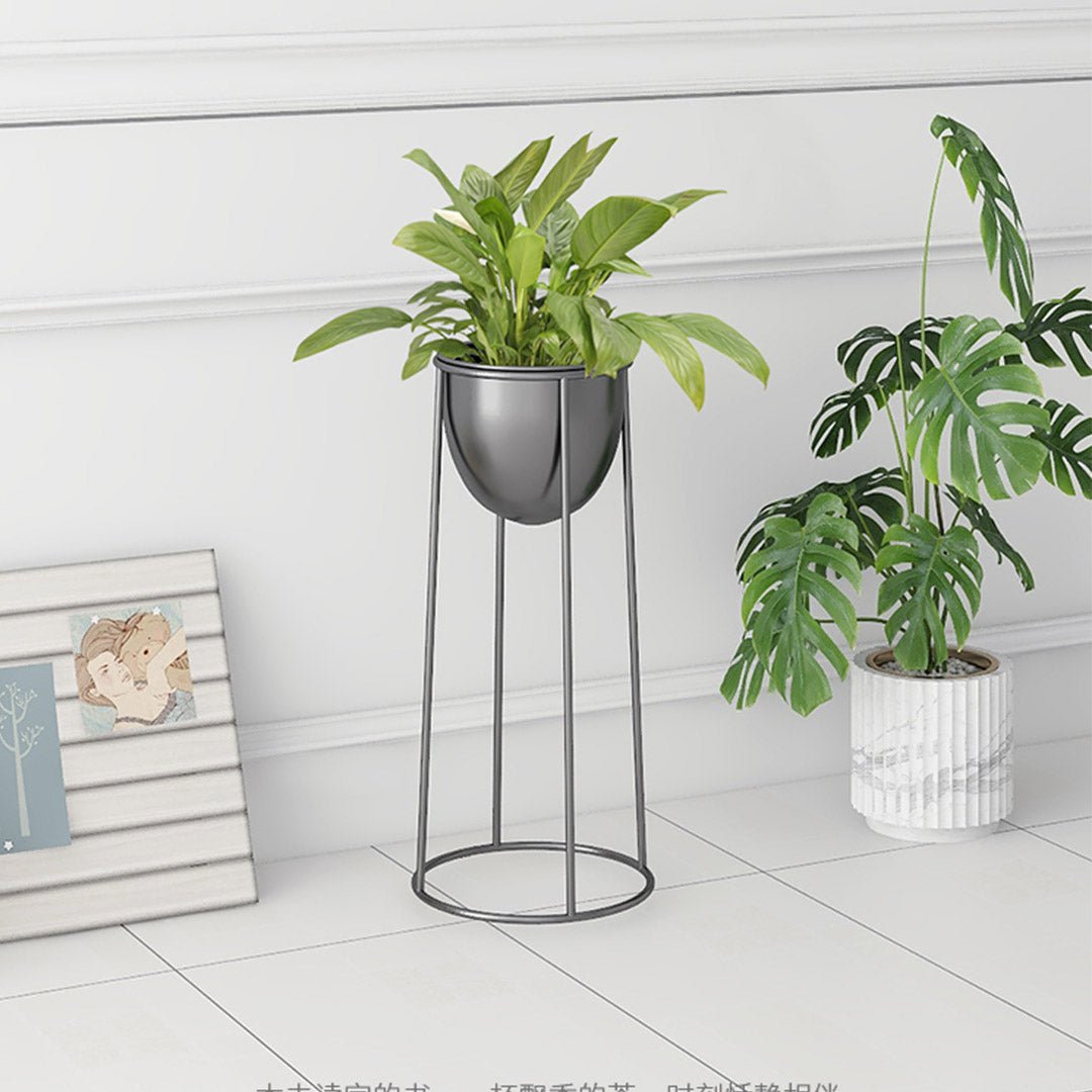 SOGA 70cm Round Wire Metal Flower Pot Stand with Black Flowerpot Holder Rack Display - UrbanNest Co