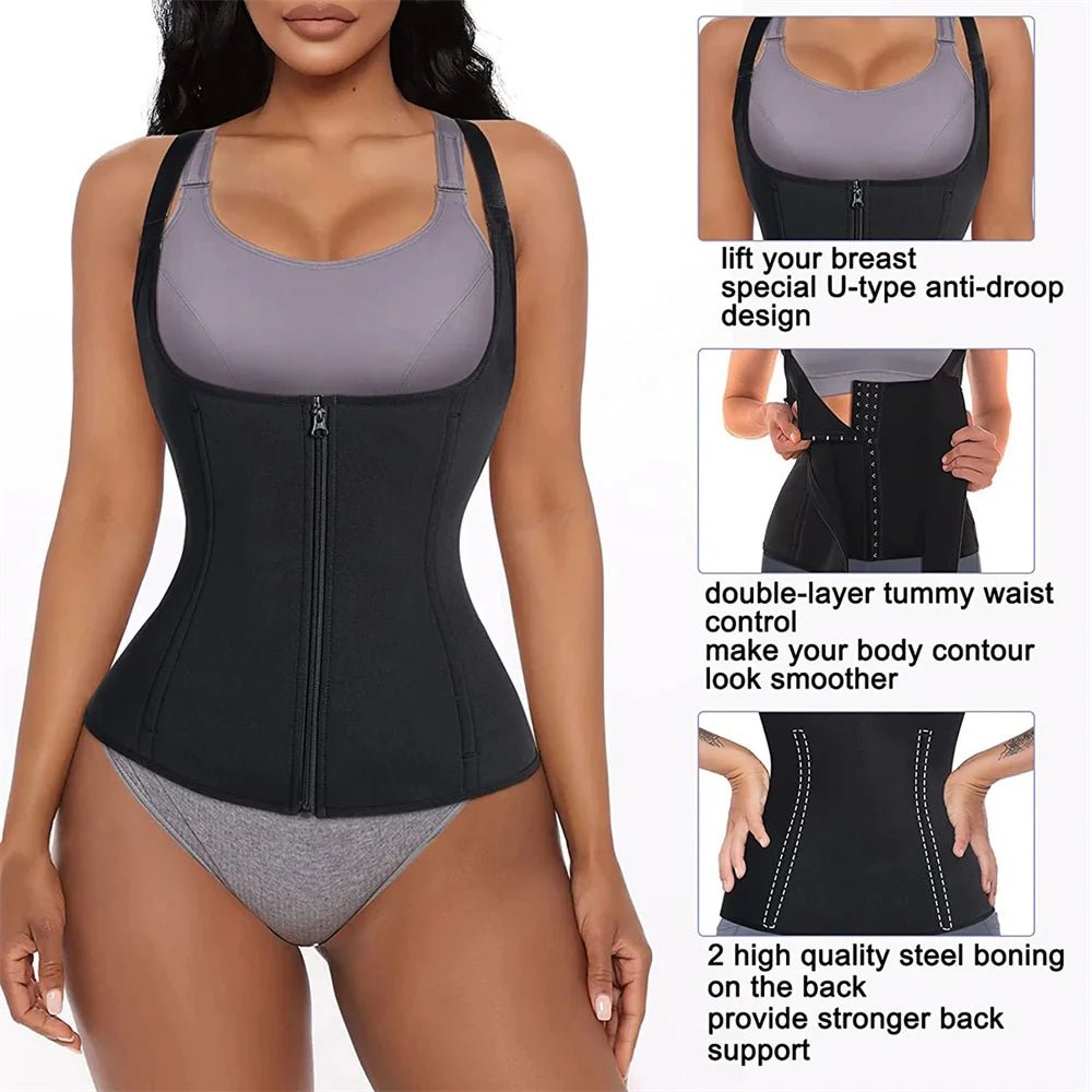 Waist Trainer Tank Top For Women Zipper Body Shaper Tummy Control - UrbanNest Co