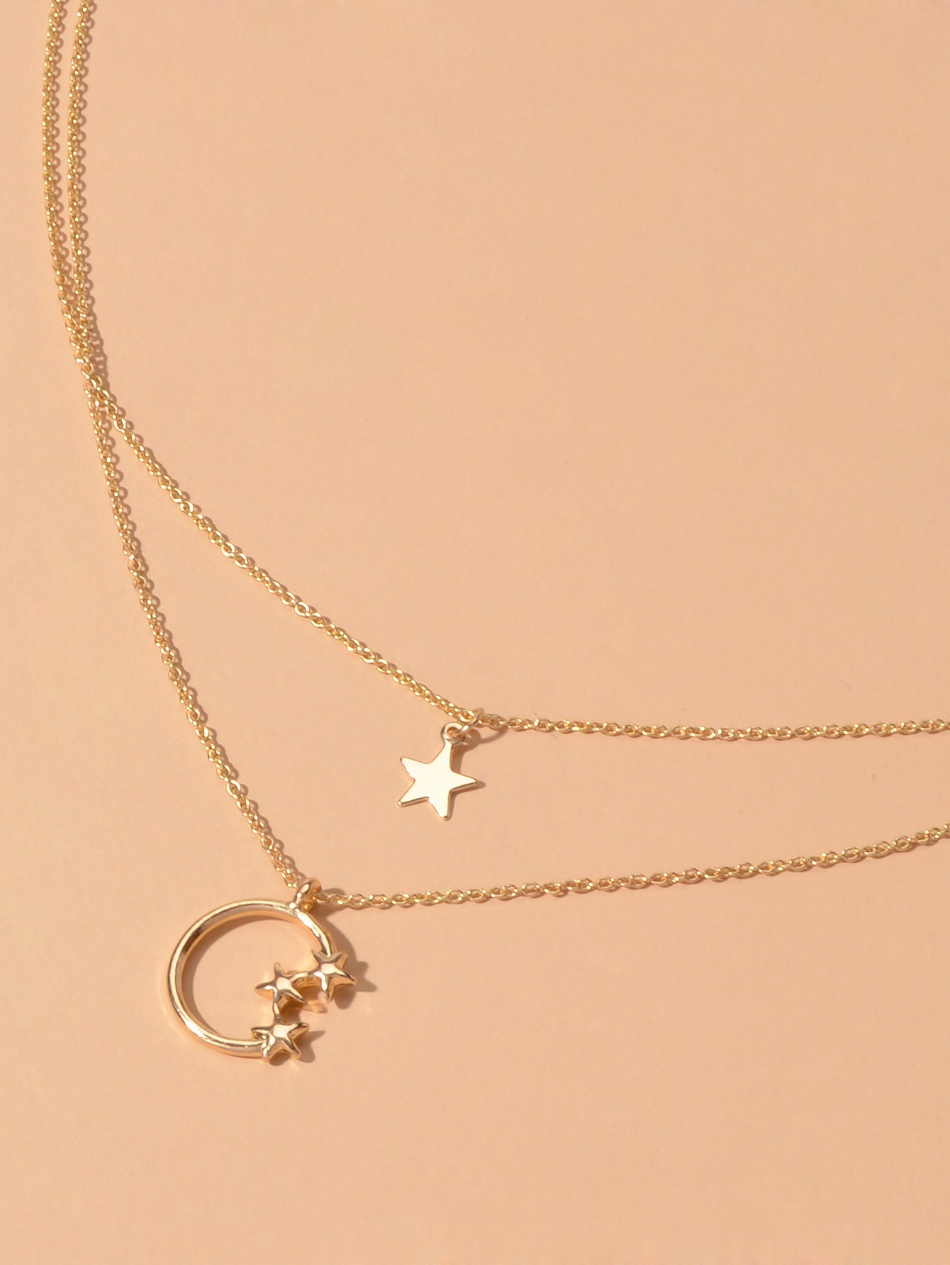Awesome Jewelry Double layer Chain Star Circle Pendant Necklace Engagement Gift - UrbanNest Co