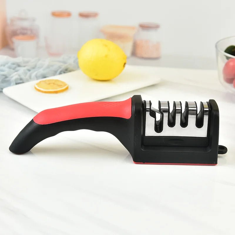 Kitchen 4Segment Knife Sharpener Household Multi - Functional Hand - Held Three - Purpose Black Sharpening Stone - UrbanNest Co