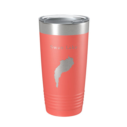 Swan Lake Map Tumbler Travel Mug Insulated Laser Engraved Coffee Cup Maine 20 oz - UrbanNest Co
