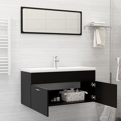 NNEVL 2 Piece Bathroom Furniture Set Black Chipboard - UrbanNest Co