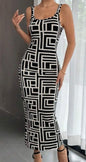 Allover Geo Print Tank Bodycon Dress - UrbanNest Co