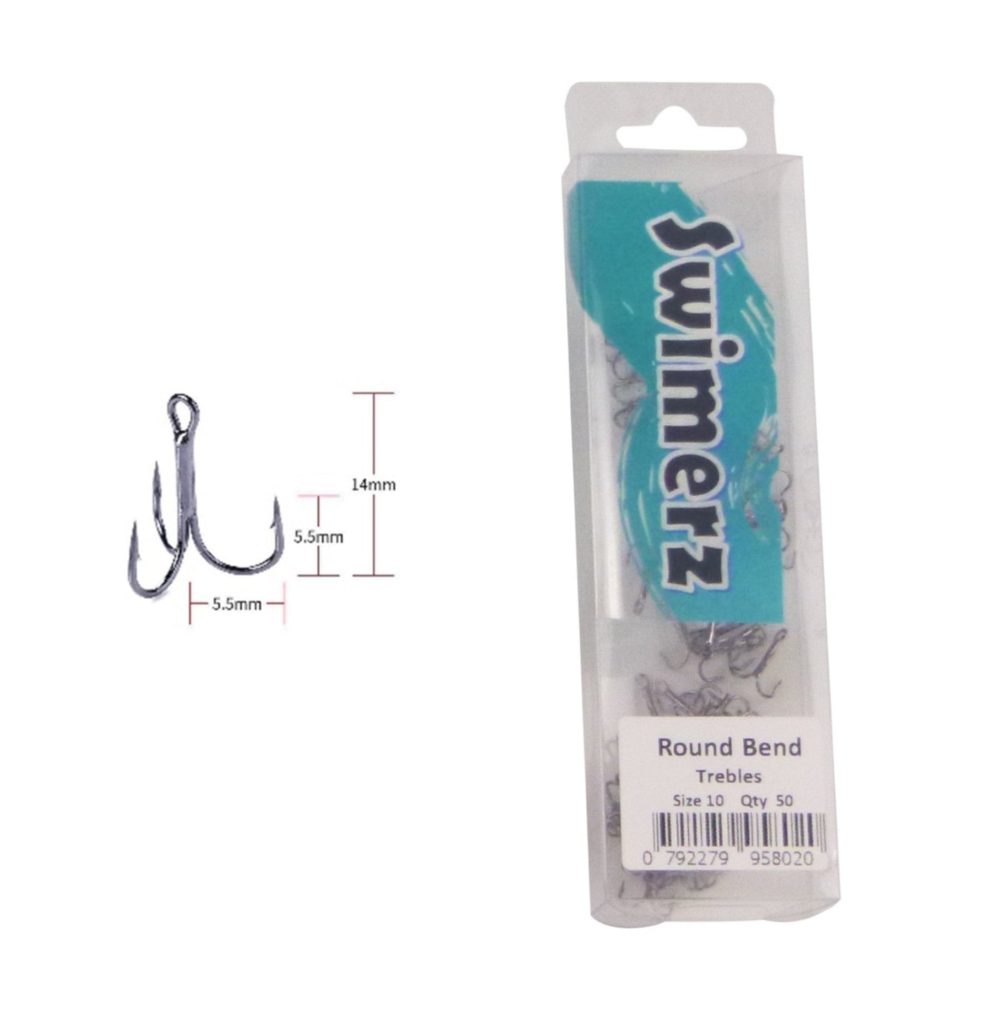 Swimerz Round Bend Trebles Size 10, 50 pack - UrbanNest Co