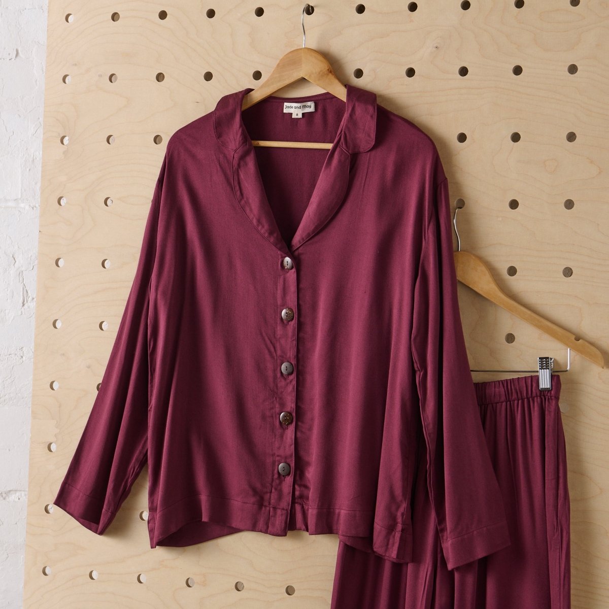 Bamboo Pyjama Set in Classic Burgundy - UrbanNest Co
