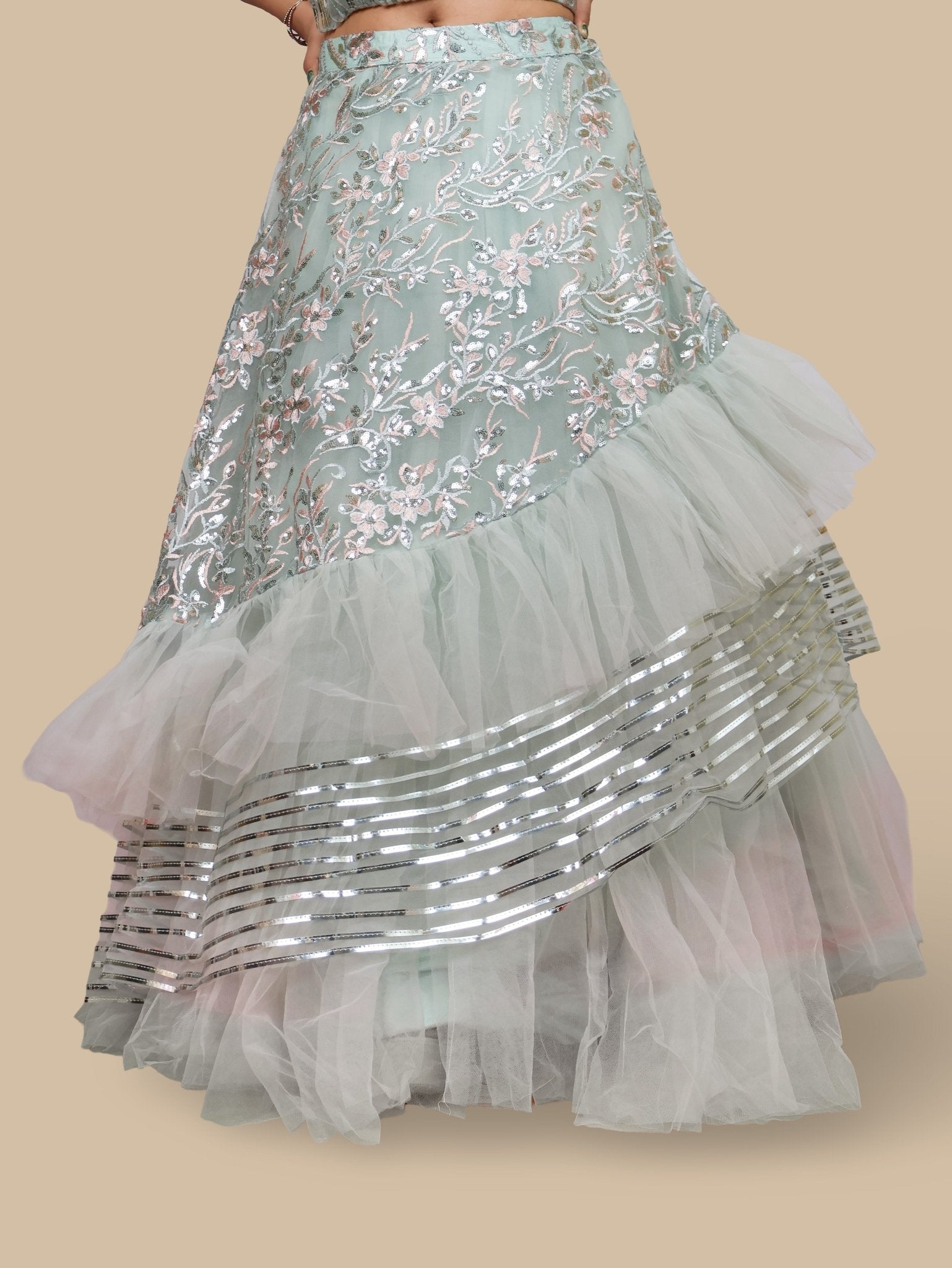 Sequins & Embroidered Lehenga Choli Set - UrbanNest Co