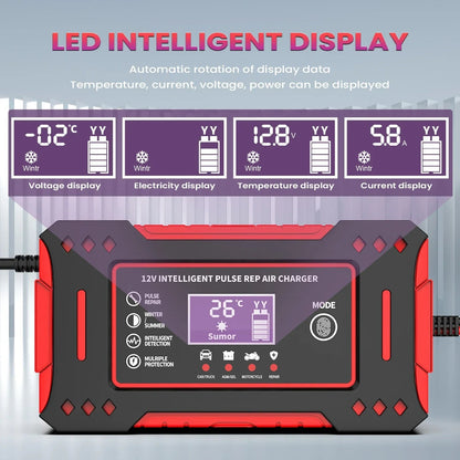 6A 12V Smart Car Battery Charger Lead - Acid Battery Red - UrbanNest Co