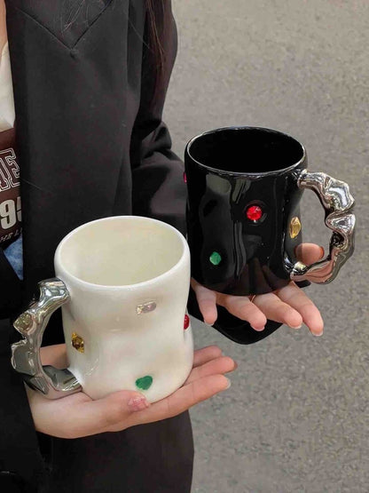 Handmade Ceramic Gemstone Couple Coffee Mugs with Wavy Handle - UrbanNest Co