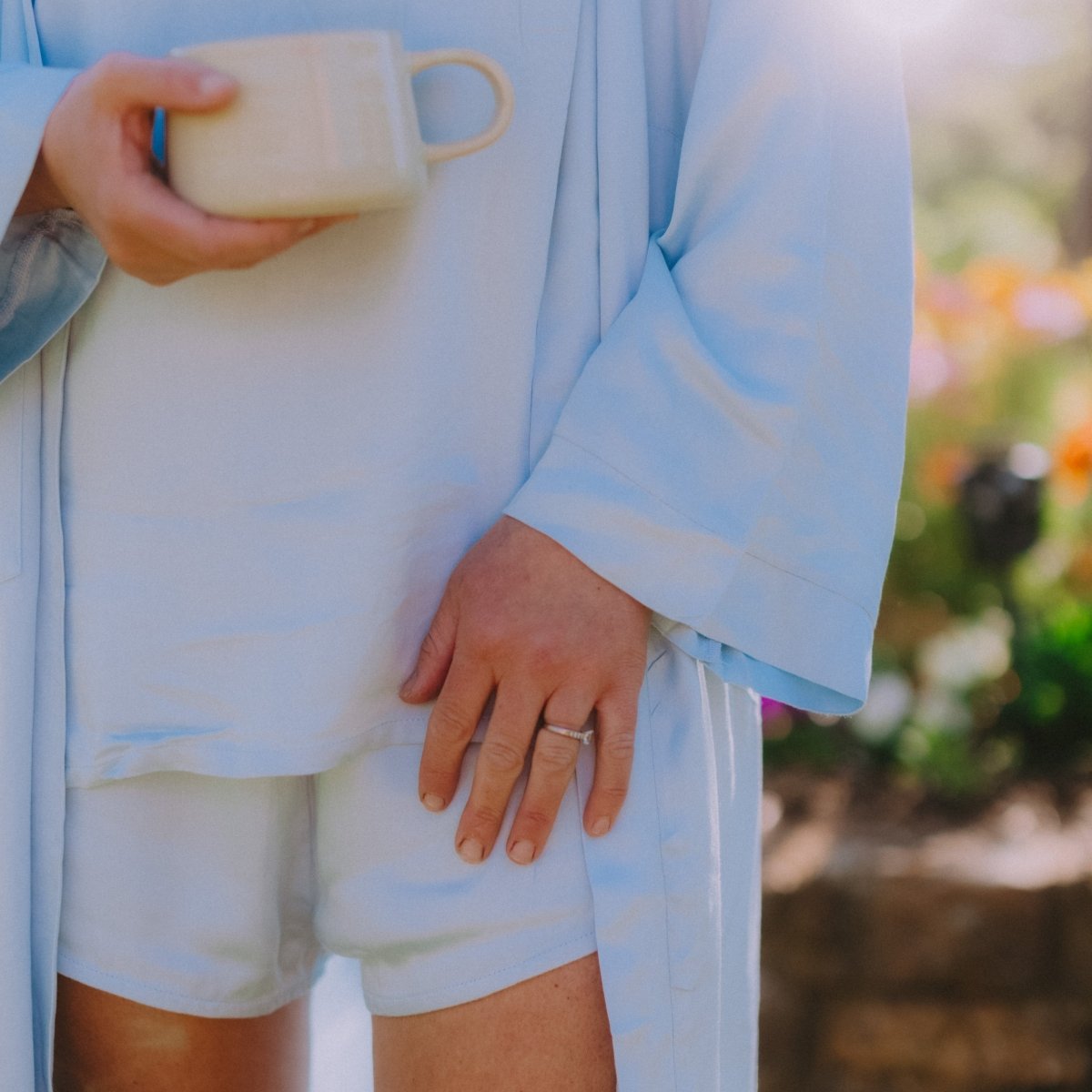 Bamboo Pyjama Set - Cami and Shorts in Baby Blue - UrbanNest Co
