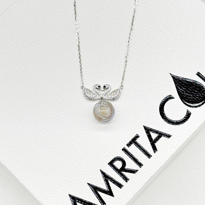 Sterling Silver Twin Swan Aroma Necklace - Gold Purple | Energy & Healing | Diffuse on the go - UrbanNest Co