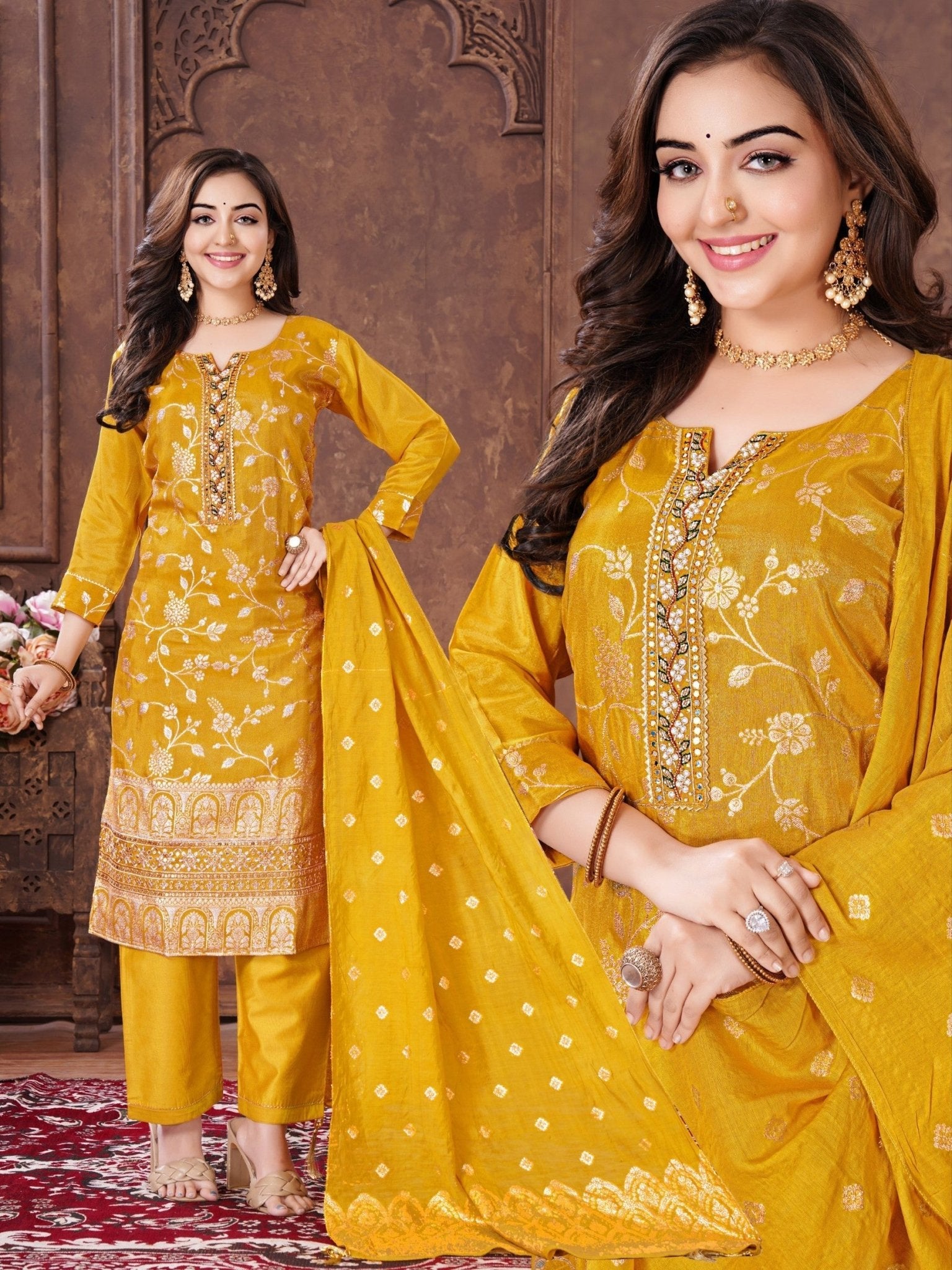 Woman Straight Suit Set with Pant - Dupatta - UrbanNest Co