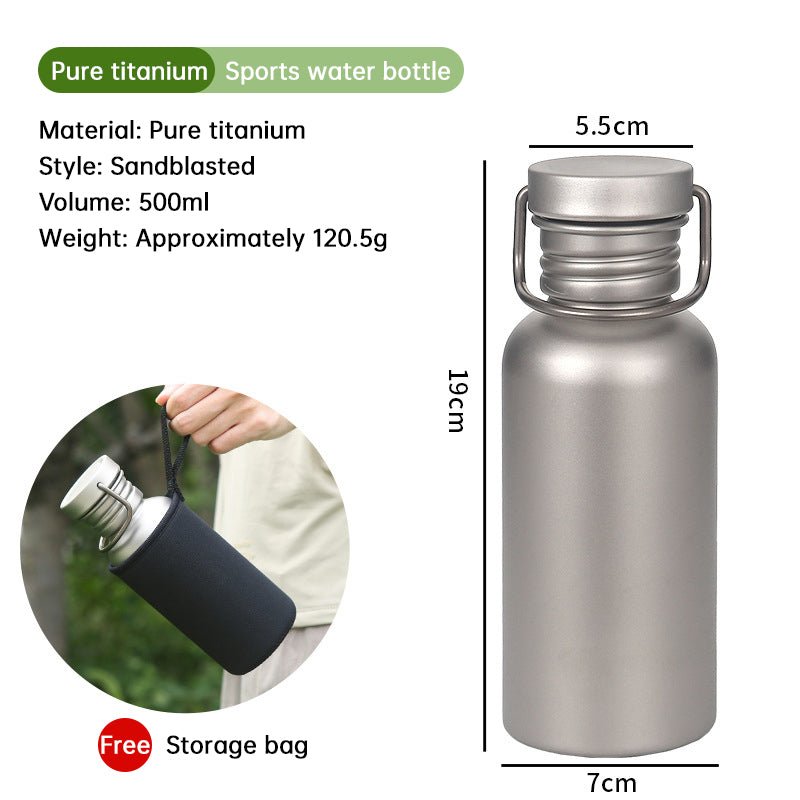 Pure Titanium Water Bottle, Lightweight Single - Wall Wide Mouth for Sports, Camping, Travel - UrbanNest Co