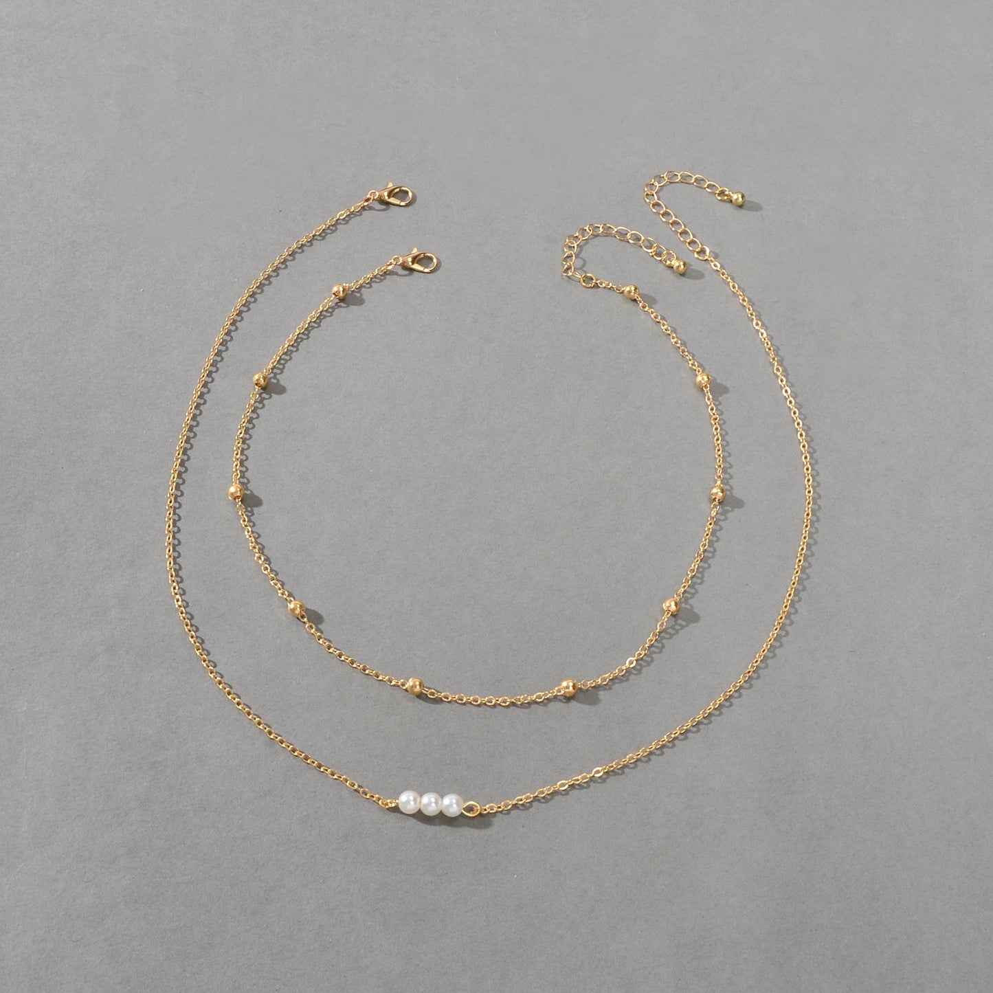 2pcs Female Jewellery Gold Silver Chain Beads Pearl Necklace Fashion Accessories - UrbanNest Co