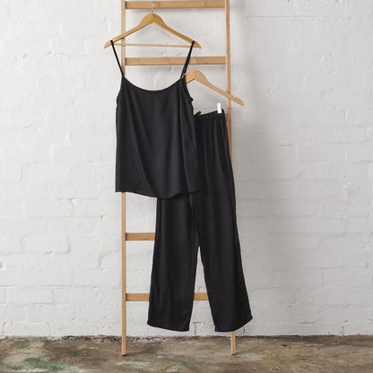 Linen Cami and Pant PJ Set - Black | Jade and May - UrbanNest Co