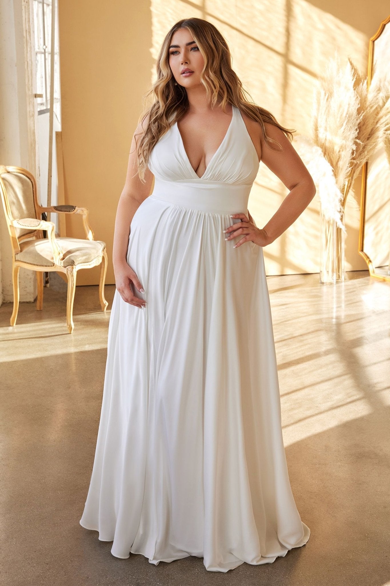 Plus Size Classic Soft Satin A - Line Dress - UrbanNest Co