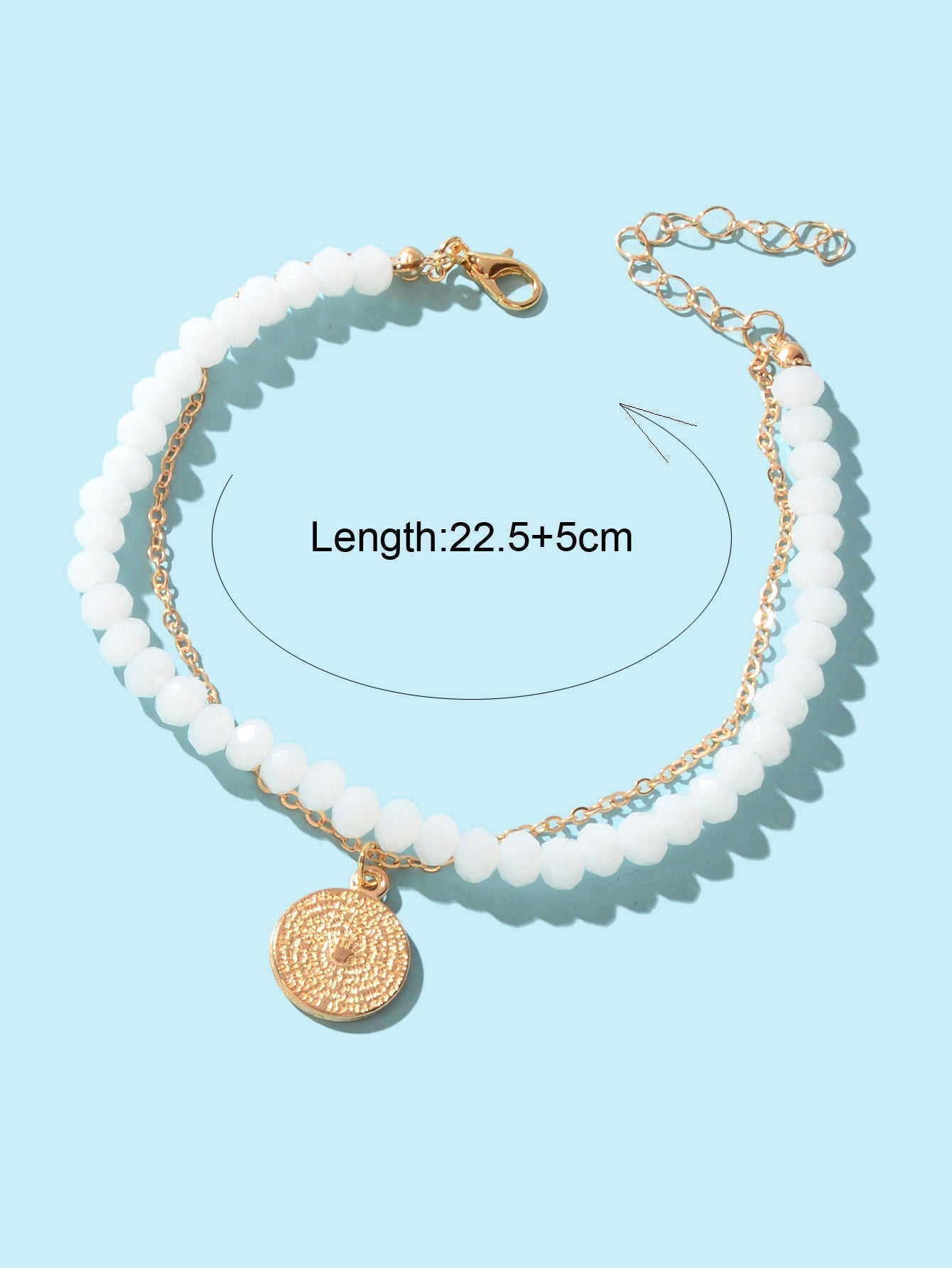 Layered Foot Chain White Beaded Gold Disc Charm Anklet Accessories Foot Jeweller - UrbanNest Co