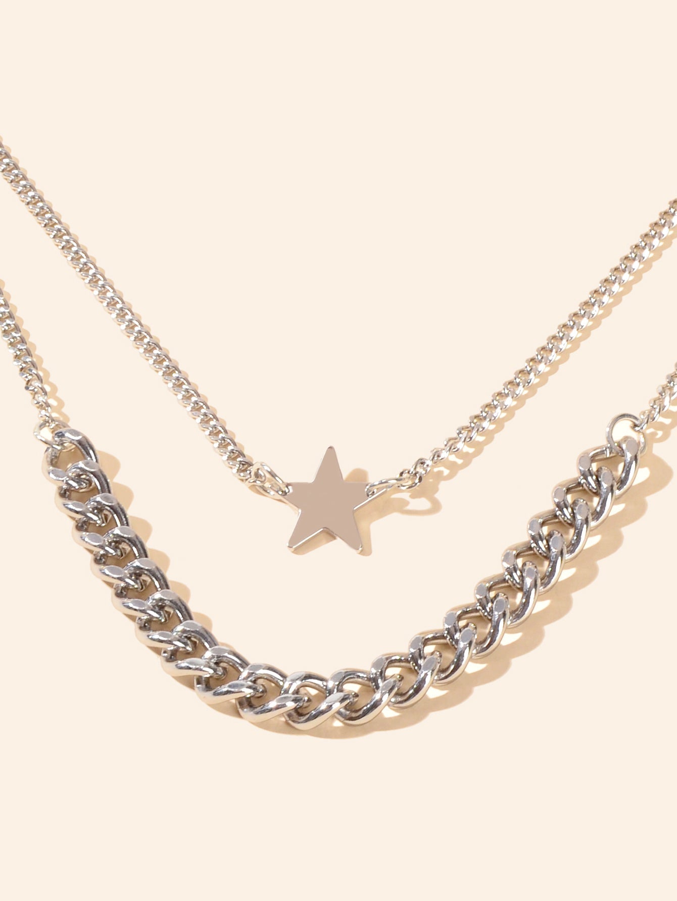 Punk Rock Double layer Silver Chain Star Charm Necklace Women Party Jewellery - UrbanNest Co