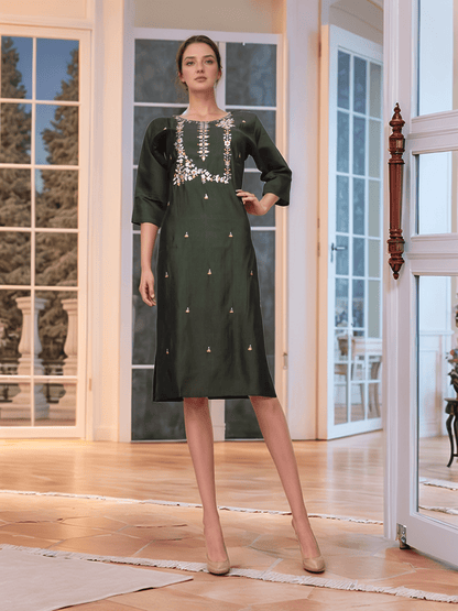 Cotton Kurti with Beautifully Embroidered Neckline - UrbanNest Co