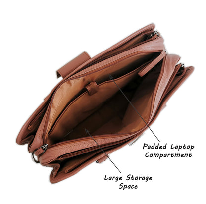 Leather Briefcase, Brown - UrbanNest Co