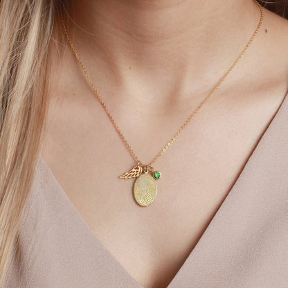 Fingerprint Necklace, Fingerprint Jewelry With Birthstone - UrbanNest Co