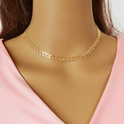 Minimalist Hollow Leaf Gold Chain Short Clavicle Necklace Party Choker Jewellery - UrbanNest Co