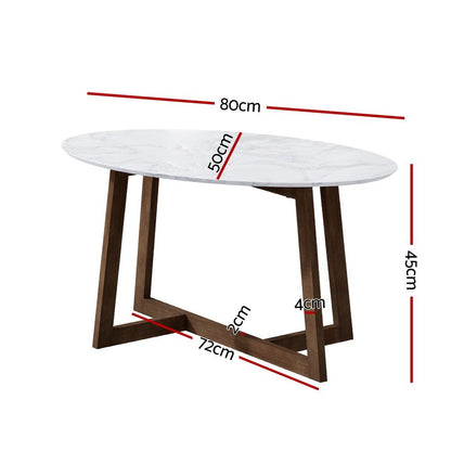 NNEDSZ Artiss Coffee Table Oval Marble Effect - UrbanNest Co