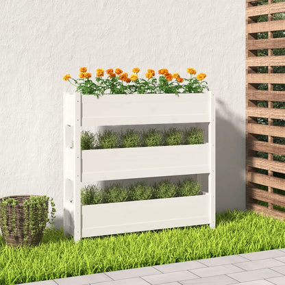 NNEVL Planter White 112x25x104.5 cm Solid Wood Pine - UrbanNest Co