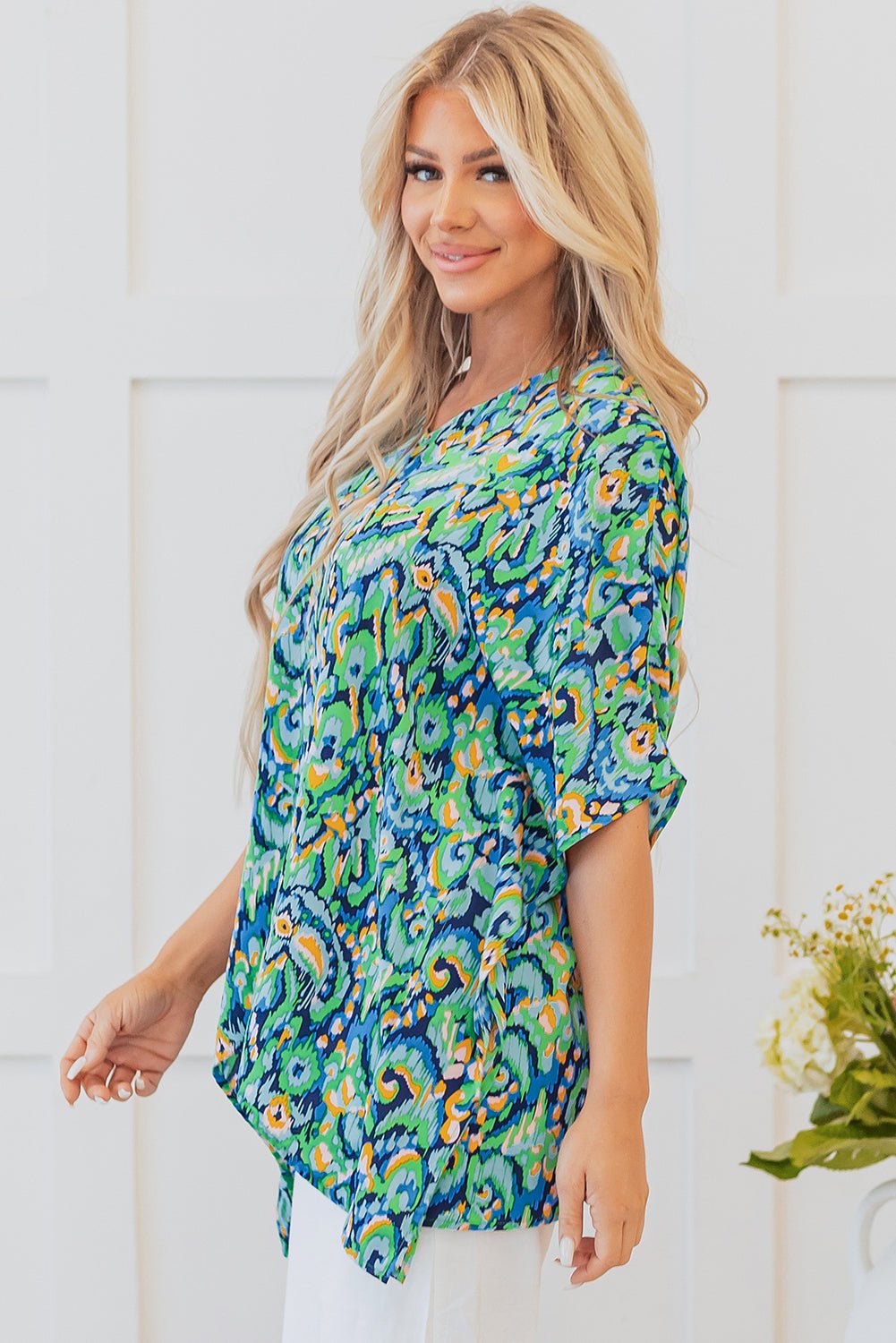 Madeleine Abstract Loose Fit Tunic Blouse - UrbanNest Co