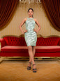 Sparkling Sequins Round Neck Bodycon Mini Dress by Shreekama - UrbanNest Co