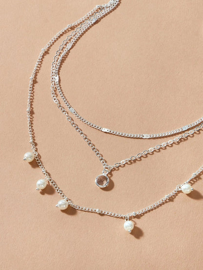 AU Local Fashion Pearl Charm Gold Multi - layer Chain Necklace New Style Jewellery - UrbanNest Co