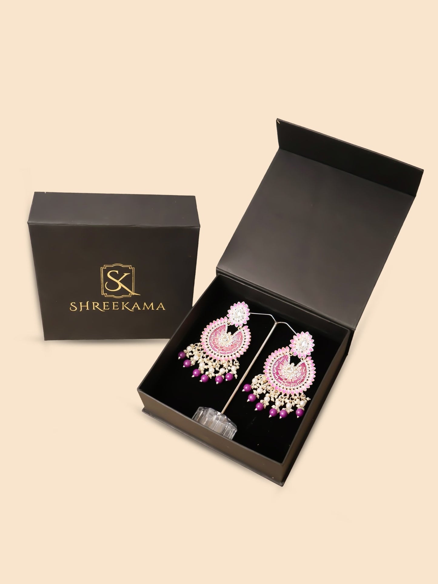 Delicate Pearl & Rhinestone Chandelier Earrings for Women by Shreekama - UrbanNest Co
